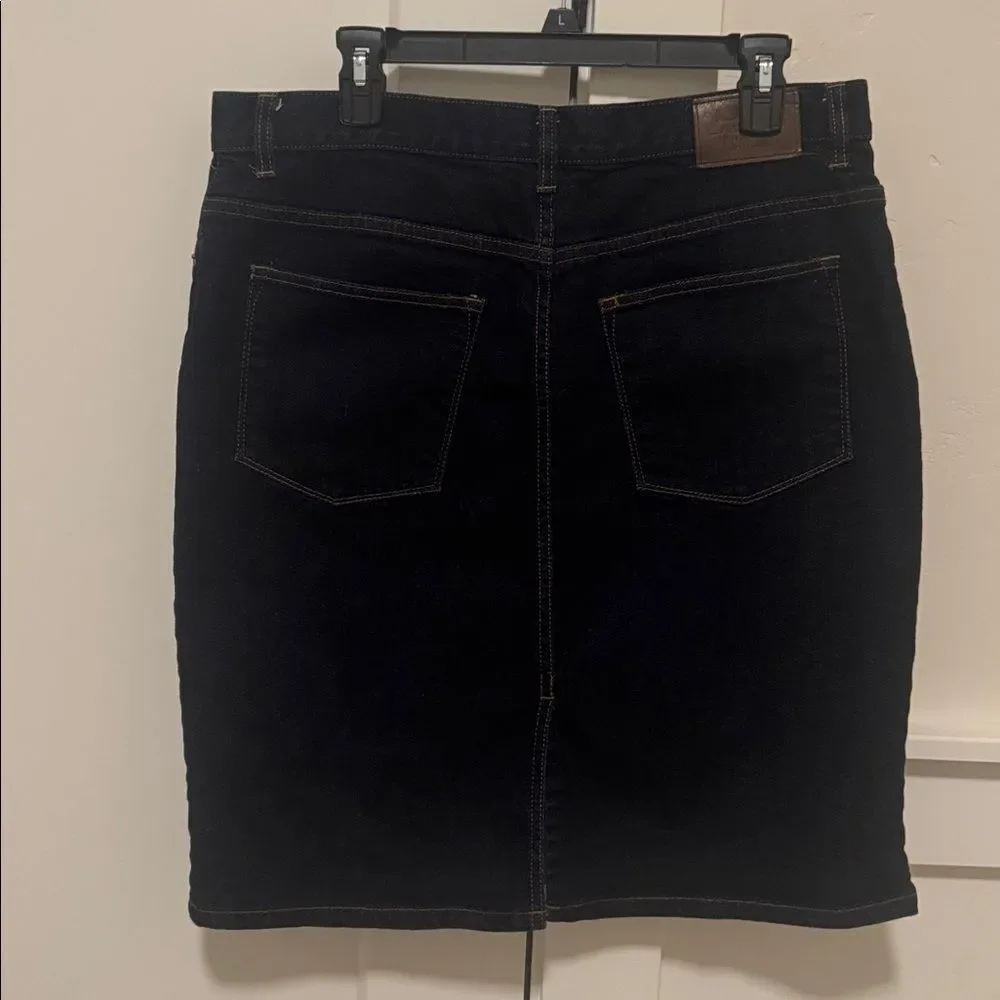 LRL Lauren Jeans CO. Ralph Lauren Dark Wash Blue Denim Skirt Women’s Size 14 EUC
